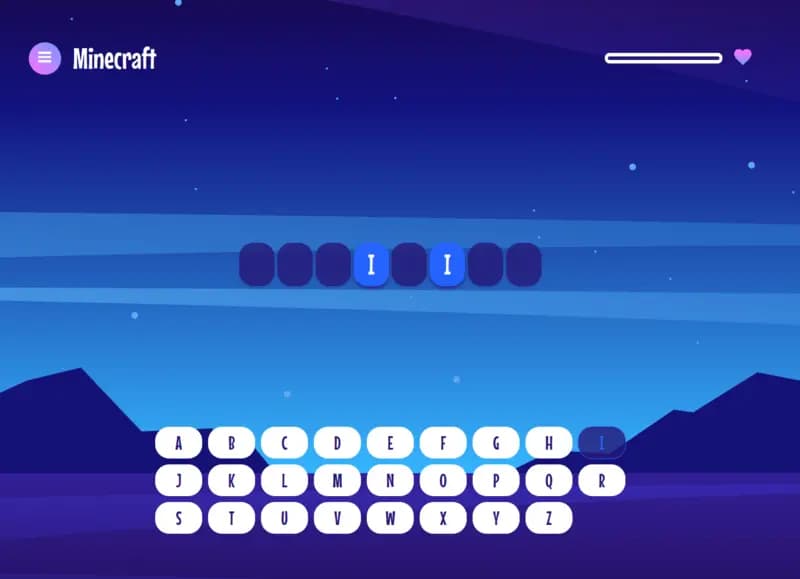 Screenshot of the word guessing game interface.